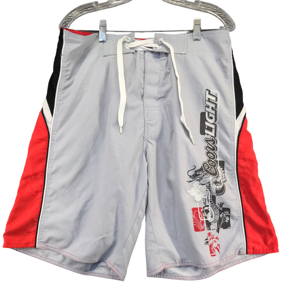Coors Light Men's Board Shorts Trunks Gray Size Small Drawstrings - Picture 1 of 12